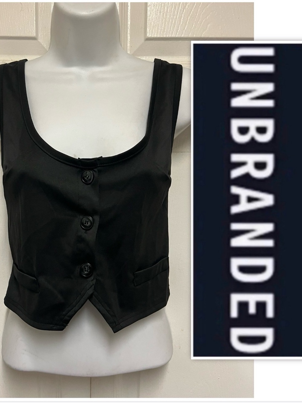 UNBRANDED Scoop Neck Button Front Blazer Vest Top